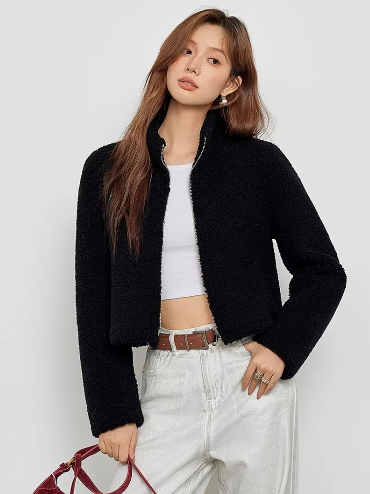 High-end Luxury Merino Sheep Fur Cropped Winter Jackets for Women 2026 Simple Stand Collar Black Genuine Leather Real Fur Coat
High-end Luxury Merino Sheep Fur Cropped Winter Jackets for Women 2026 Simple Stand Collar Black Genuine Leather Real Fur Coat