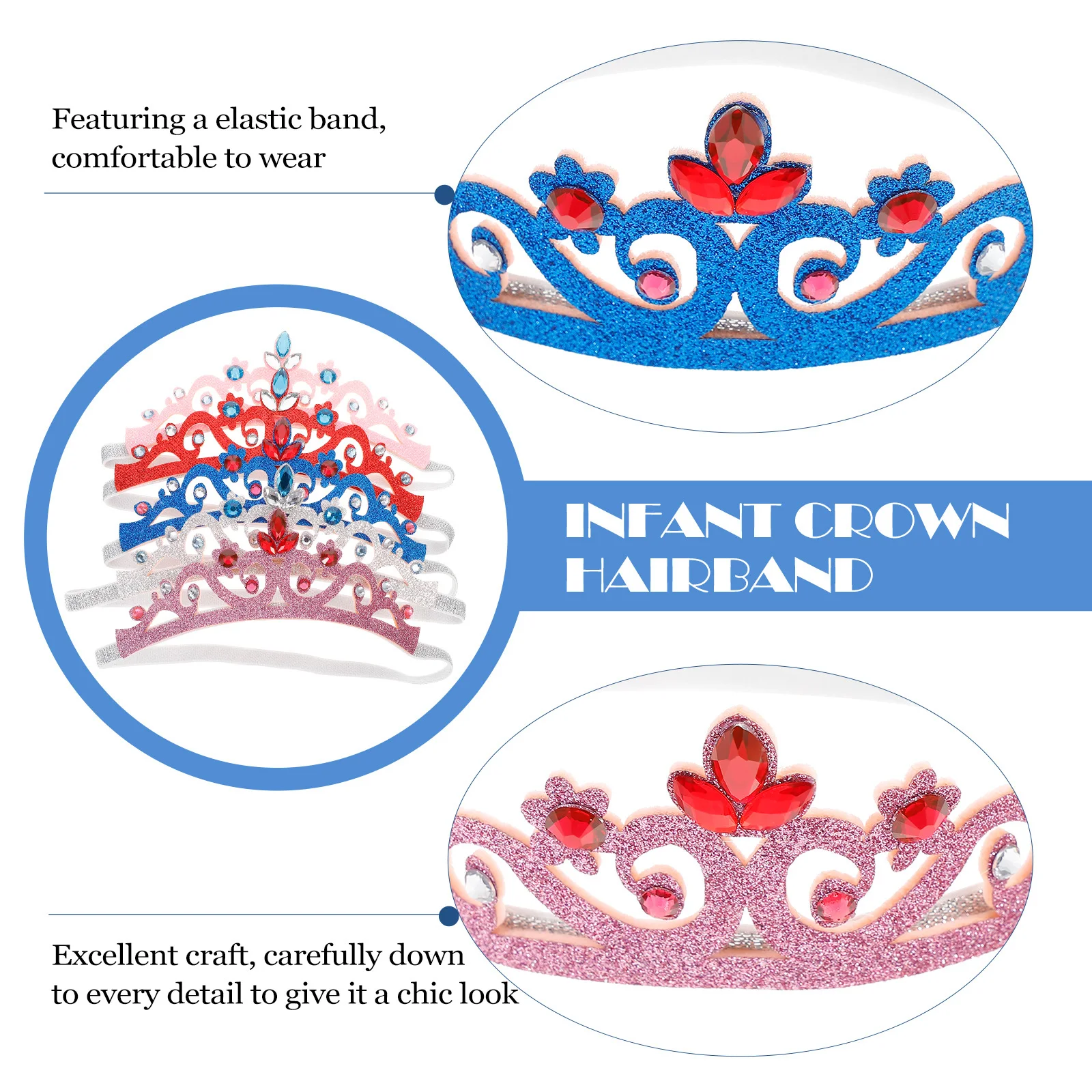 5Pcs Toddler Crown Hairband Rhinestone Crystal Elastic Headband for Children Birthday Christmas Wedding Party Photo Prop
5Pcs Toddler Crown Hairband Rhinestone Crystal Elastic Headband for Children Birthday Christmas Wedding Party Photo Prop