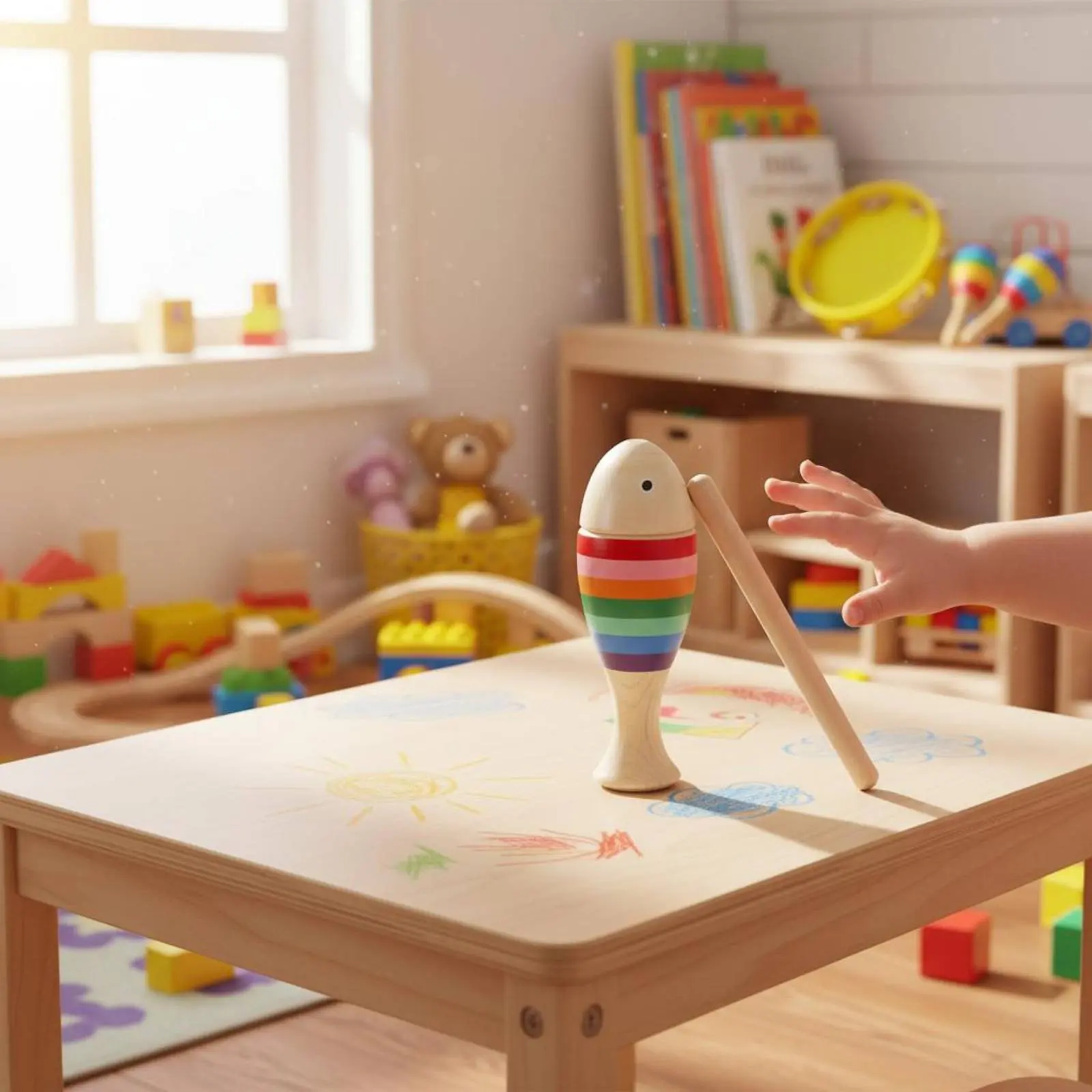 Rainbow Fish Guiro Rhythm Training Wooden Fish Drum Wood Block with Stick Easy to Use Wooden Scraper Instrument Group Activity
Rainbow Fish Guiro Rhythm Training Wooden Fish Drum Wood Block with Stick Easy to Use Wooden Scraper Instrument Group Activity