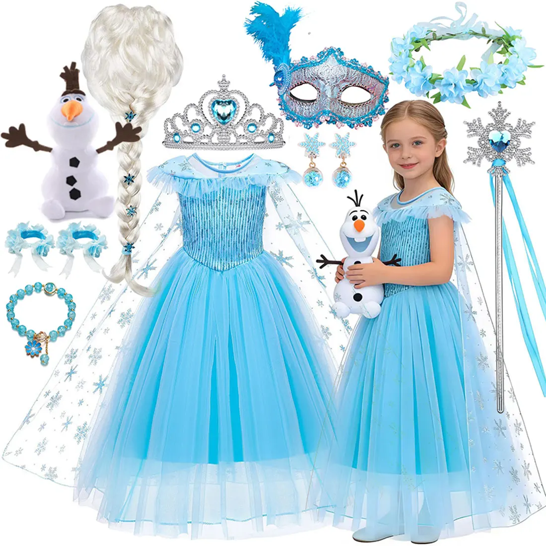 2026 Summer Girls Cosplay Elsa Blue Sleeveless Cute Princess Dress Birthday Party Holiday Carnival Costume + Accessories Set
2026 Summer Girls Cosplay Elsa Blue Sleeveless Cute Princess Dress Birthday Party Holiday Carnival Costume + Accessories Set