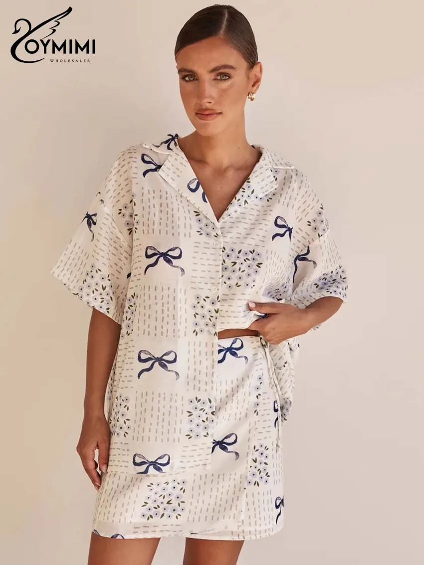 Oymimi Casual White Print 2 Pieces Set For Woman Fashion Lapel Half Sleeve Single Breasted Shirts And Lace-Up Mini Skirts Sets
Oymimi Casual White Print 2 Pieces Set For Woman Fashion Lapel Half Sleeve Single Breasted Shirts And Lace-Up Mini Skirts Sets