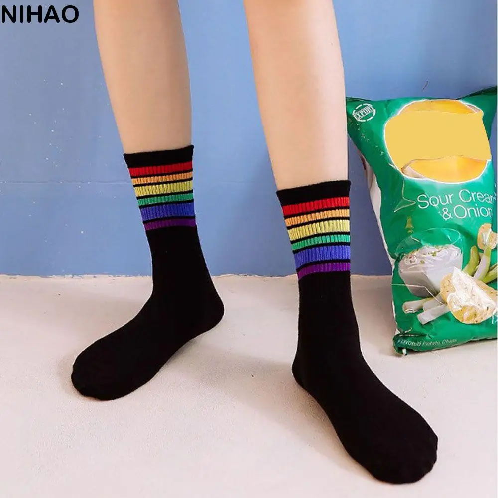 Trendy Unique Women Rainbow Streetwear Striped Tube Sock Middle Tube Cotton Socks Women Socks
Trendy Unique Women Rainbow Streetwear Striped Tube Sock Middle Tube Cotton Socks Women Socks