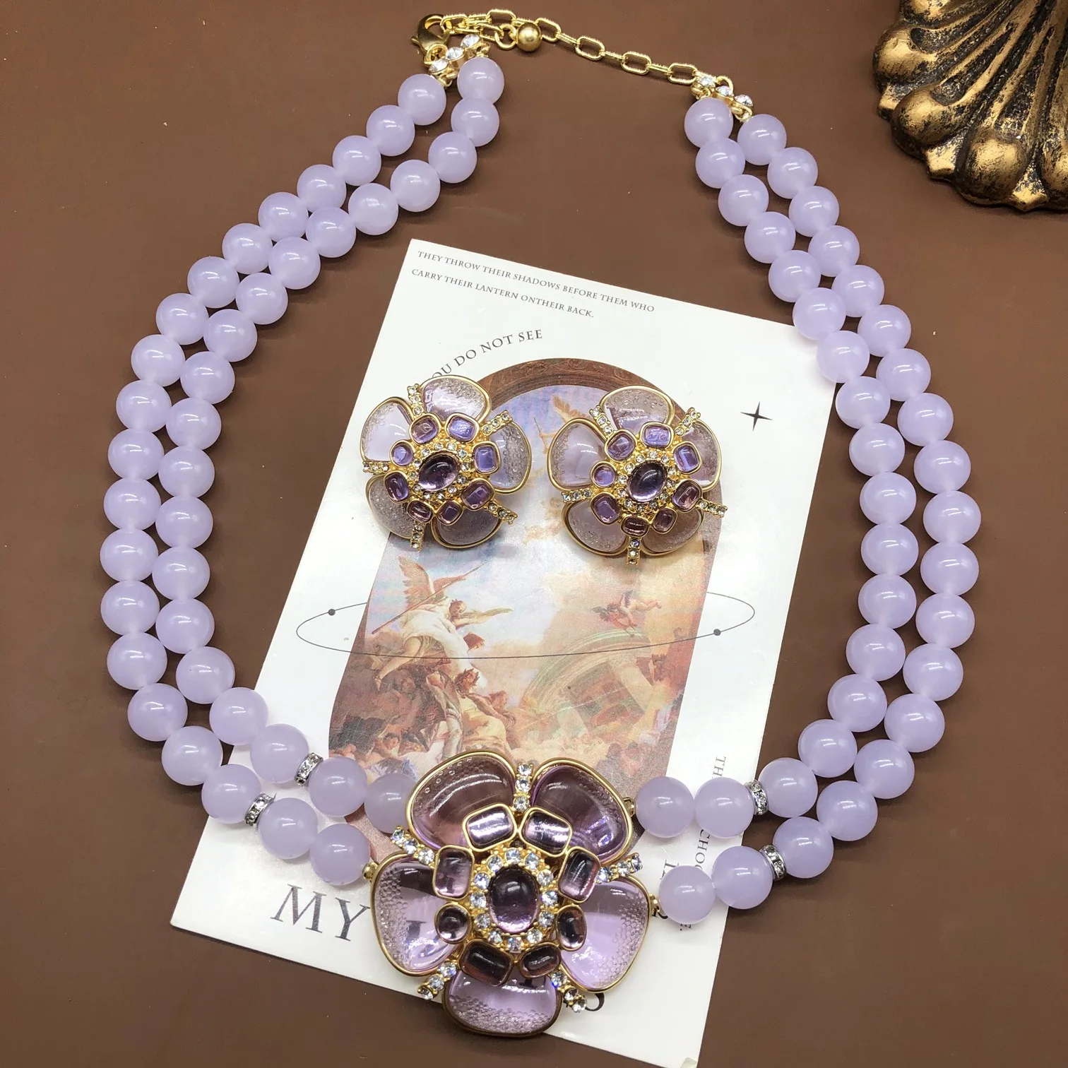 Purple Flower Zircon Crystal Earring and Necklace Set
Purple Flower Zircon Crystal Earring and Necklace Set