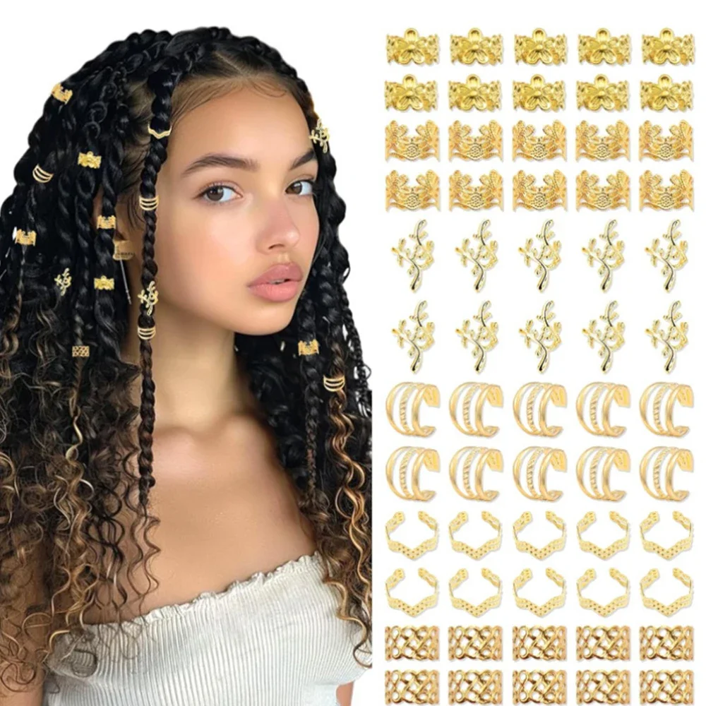 60PCS Hair Jewelry for Braids Gold Braid Clips Style Dreadlock Jewelry Metal Loc Braids Accessories Hair Decoration for Women
60PCS Hair Jewelry for Braids Gold Braid Clips Style Dreadlock Jewelry Metal Loc Braids Accessories Hair Decoration for Women