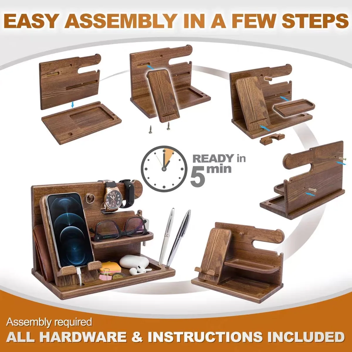 Wood Phone Docking Station Key Holder Wallet Stand Jewelry Watch Multi Functional Organizer Desk Accessories Birthday Gift
Wood Phone Docking Station Key Holder Wallet Stand Jewelry Watch Multi Functional Organizer Desk Accessories Birthday Gift