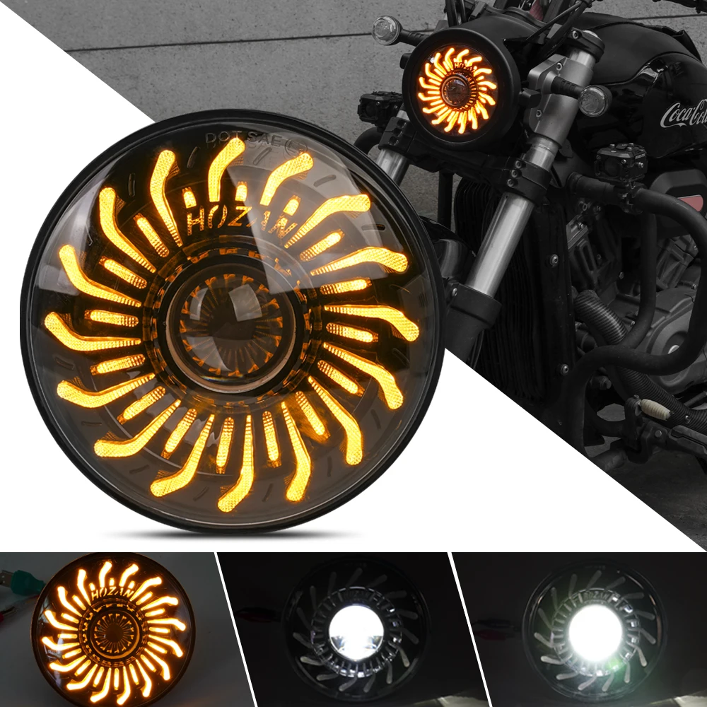 5-3/4 5.75 Inch Round Headlights with White/Amber DRL Headlight for Harley Street Bob Low Rider Iron 883 Indian Scout etc
5-3/4 5.75 Inch Round Headlights with White/Amber DRL Headlight for Harley Street Bob Low Rider Iron 883 Indian Scout etc