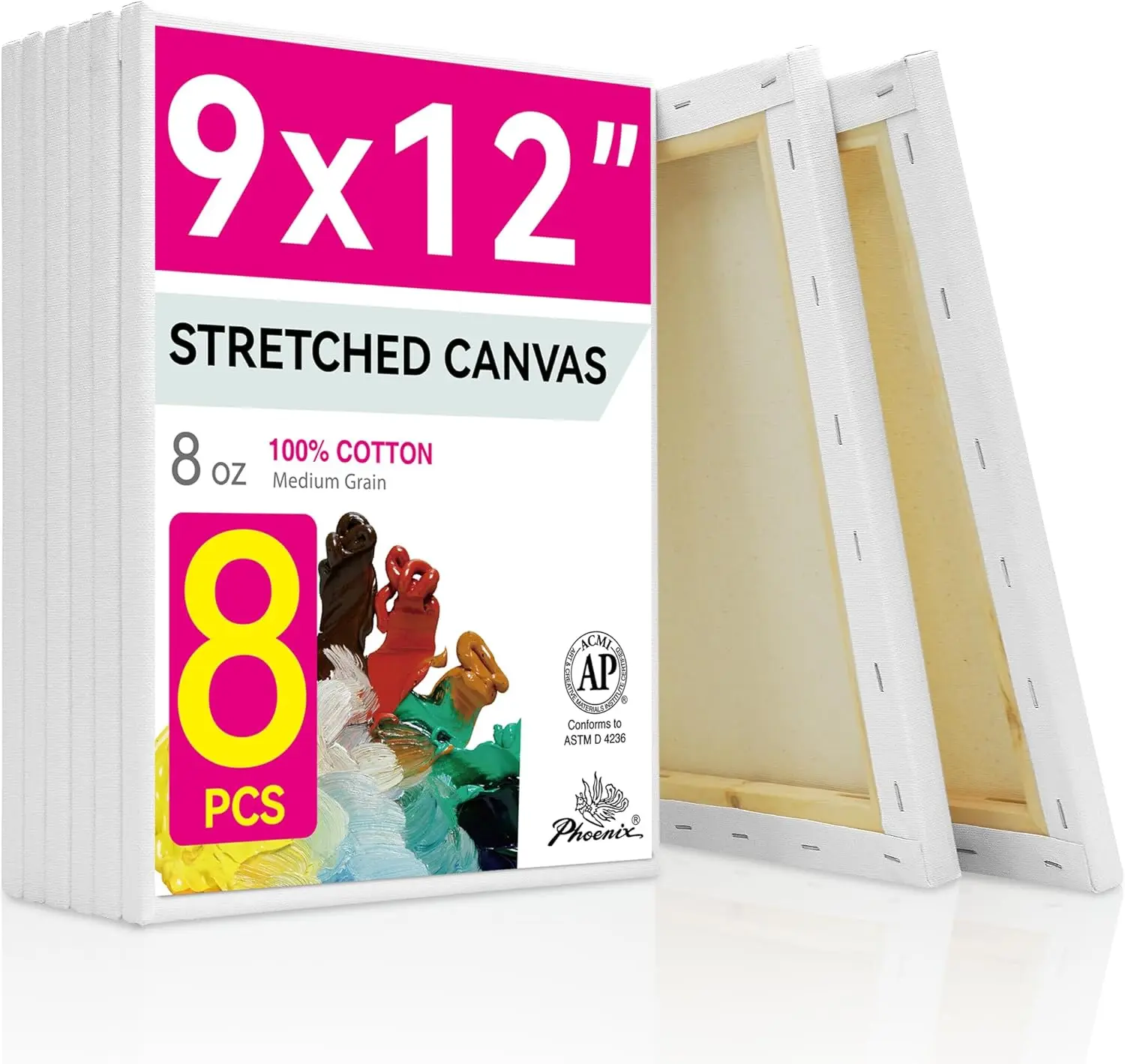 9x12 Inch Canvas 8 Pack, Triple Primed 100% Cotton, Stretched Artist Canvas for Oil Acrylic Pouring
9x12 Inch Canvas 8 Pack, Triple Primed 100% Cotton, Stretched Artist Canvas for Oil Acrylic Pouring