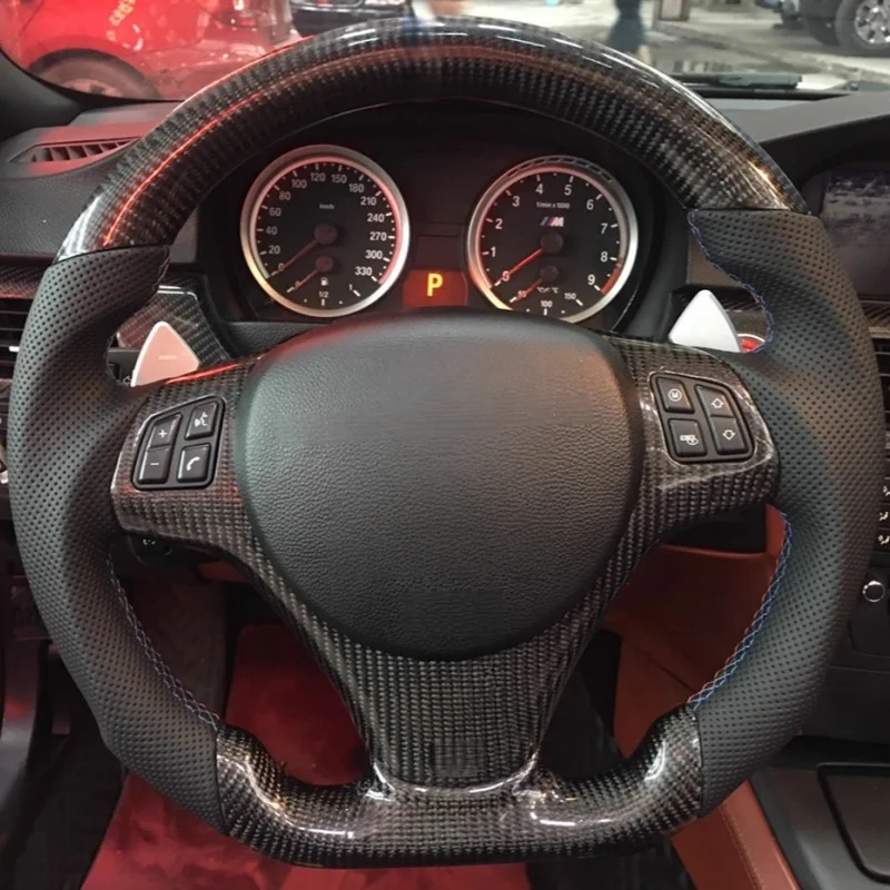 Hand-stitched Car Steering Wheel Cover Carbon Fiber Leather For BMW M Sport E87 E81 E82 E88 X1 E84 M3 E90 E91 E92 E93 Accessorie 
Hand-stitched Car Steering Wheel Cover Carbon Fiber Leather For BMW M Sport E87 E81 E82 E88 X1 E84 M3 E90 E91 E92 E93 Accessorie