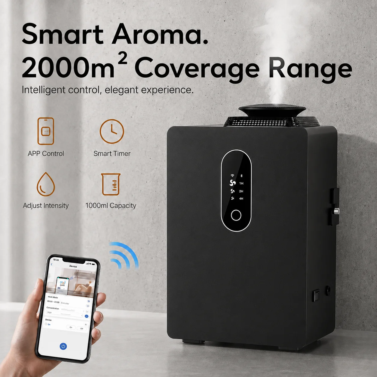 2000m³ Smart WIFI Large Area Scent Diffuser Hotel Commercial Connect Fragrance Oil Machine Wall Mount Smart Home Aroma Diffuser
2000m³ Smart WIFI Large Area Scent Diffuser Hotel Commercial Connect Fragrance Oil Machine Wall Mount Smart Home Aroma Diffuser