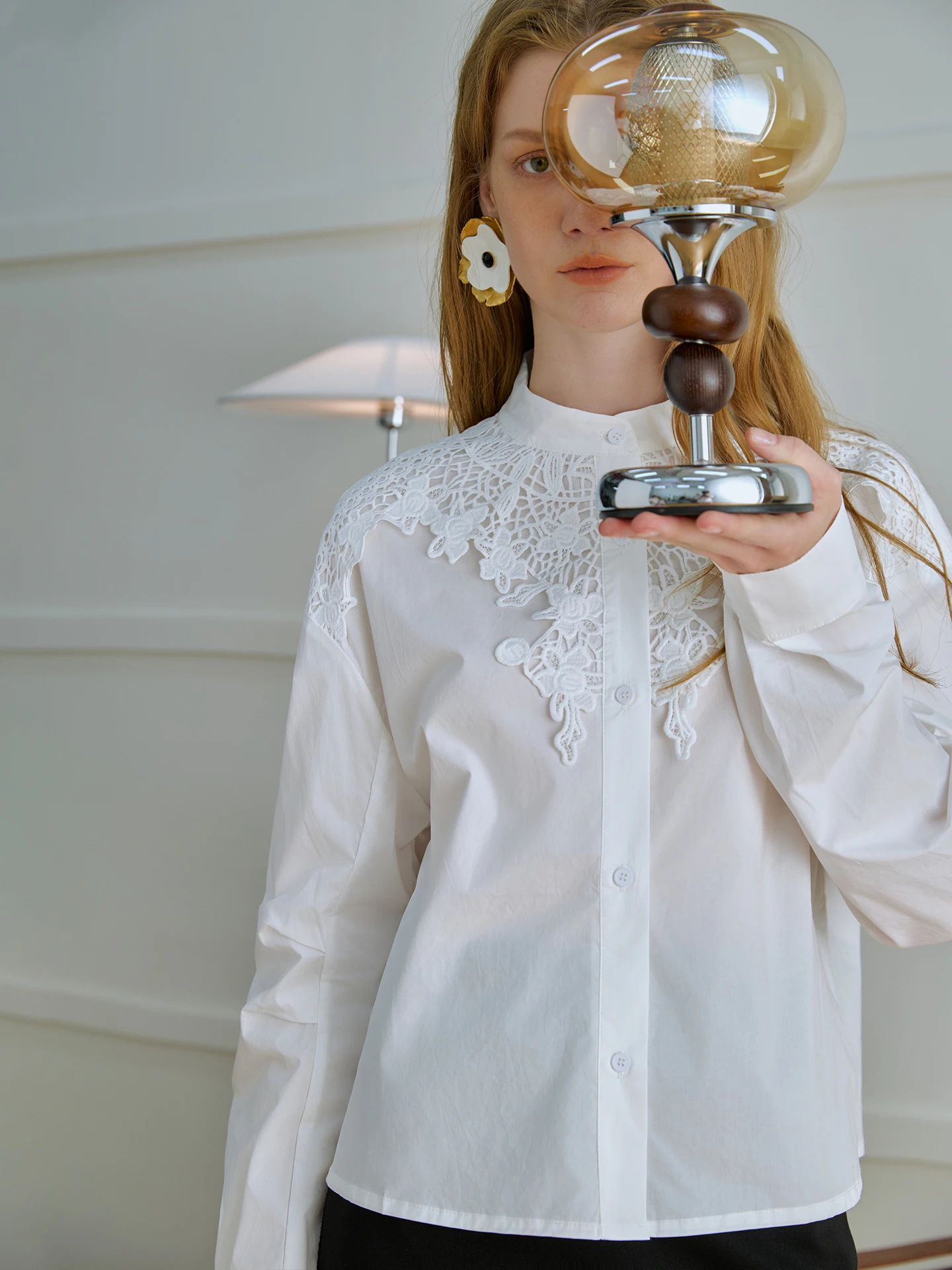 Oz Romantic Lace Decoration Stand Collar Loose Cotton White irt Women's Autumn Top Breathable Skin-Friendly Long Sl...
Oz Romantic Lace Decoration Stand Collar Loose Cotton White irt Women's Autumn Top Breathable Skin-Friendly Long Sl...