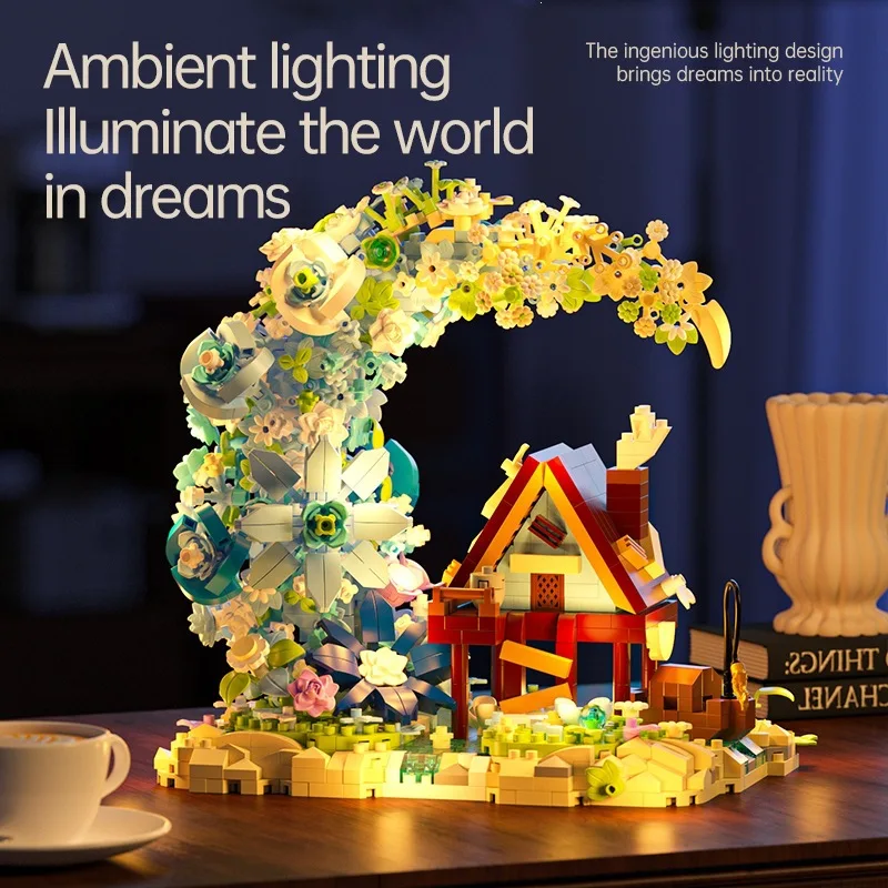 LED Moon Wooden House & Flower Cabin DIY Building Blocks Set Creative Toy Gift for Kids Birthday Home Office Shelf Decor
LED Moon Wooden House & Flower Cabin DIY Building Blocks Set Creative Toy Gift for Kids Birthday Home Office Shelf Decor