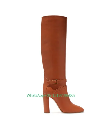 Lady brown chunky heel design knee boots PU leather metal gold design boots causal daily dress shoes footwear size 46 solid boot
Lady brown chunky heel design knee boots PU leather metal gold design boots causal daily dress shoes footwear size 46 solid boot