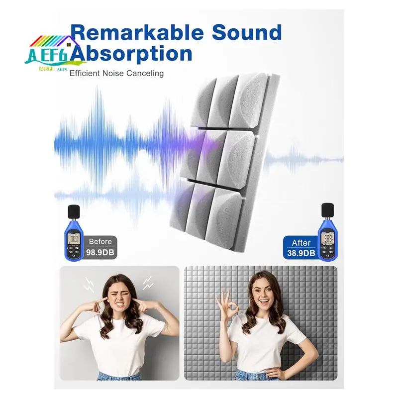 AEF6-12 Pack Sound Proof Foam Panels With Self-Adhesive, 12 X 12 X 2 Inches Acoustic Panels,Soundproof Wall Panels Easy Install
AEF6-12 Pack Sound Proof Foam Panels With Self-Adhesive, 12 X 12 X 2 Inches Acoustic Panels,Soundproof Wall Panels Easy Install