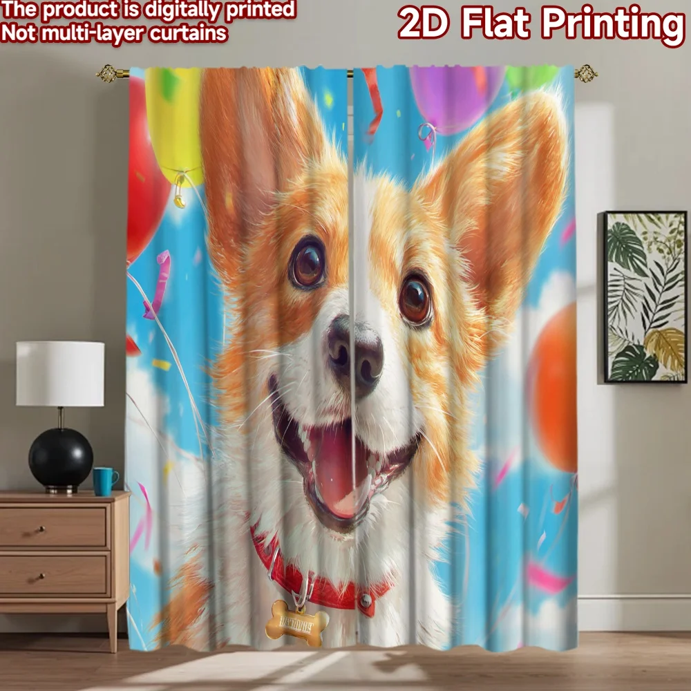 2D flat printing 2pcs Curtain Cute Corgi Birthday Balloons Digital Printed Polyester Drapes Seasonal Party & Holiday Decor
2D flat printing 2pcs Curtain Cute Corgi Birthday Balloons Digital Printed Polyester Drapes Seasonal Party & Holiday Decor