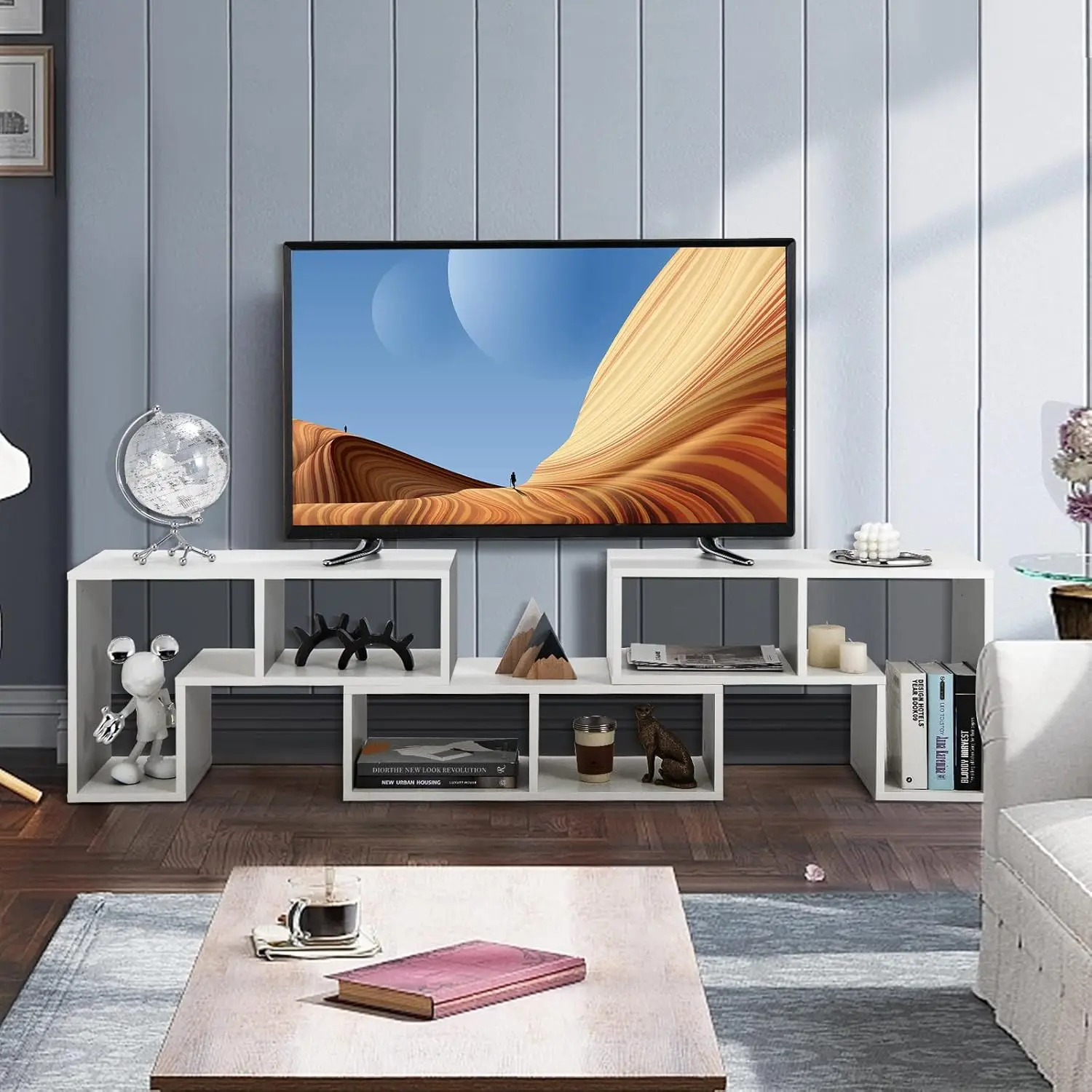 White 3-Piece TV Console Stand, Modern Entertainment Center Fit 50 to 65 Inch TV, Freely Combinable Storage Bookcase for Home
White 3-Piece TV Console Stand, Modern Entertainment Center Fit 50 to 65 Inch TV, Freely Combinable Storage Bookcase for Home