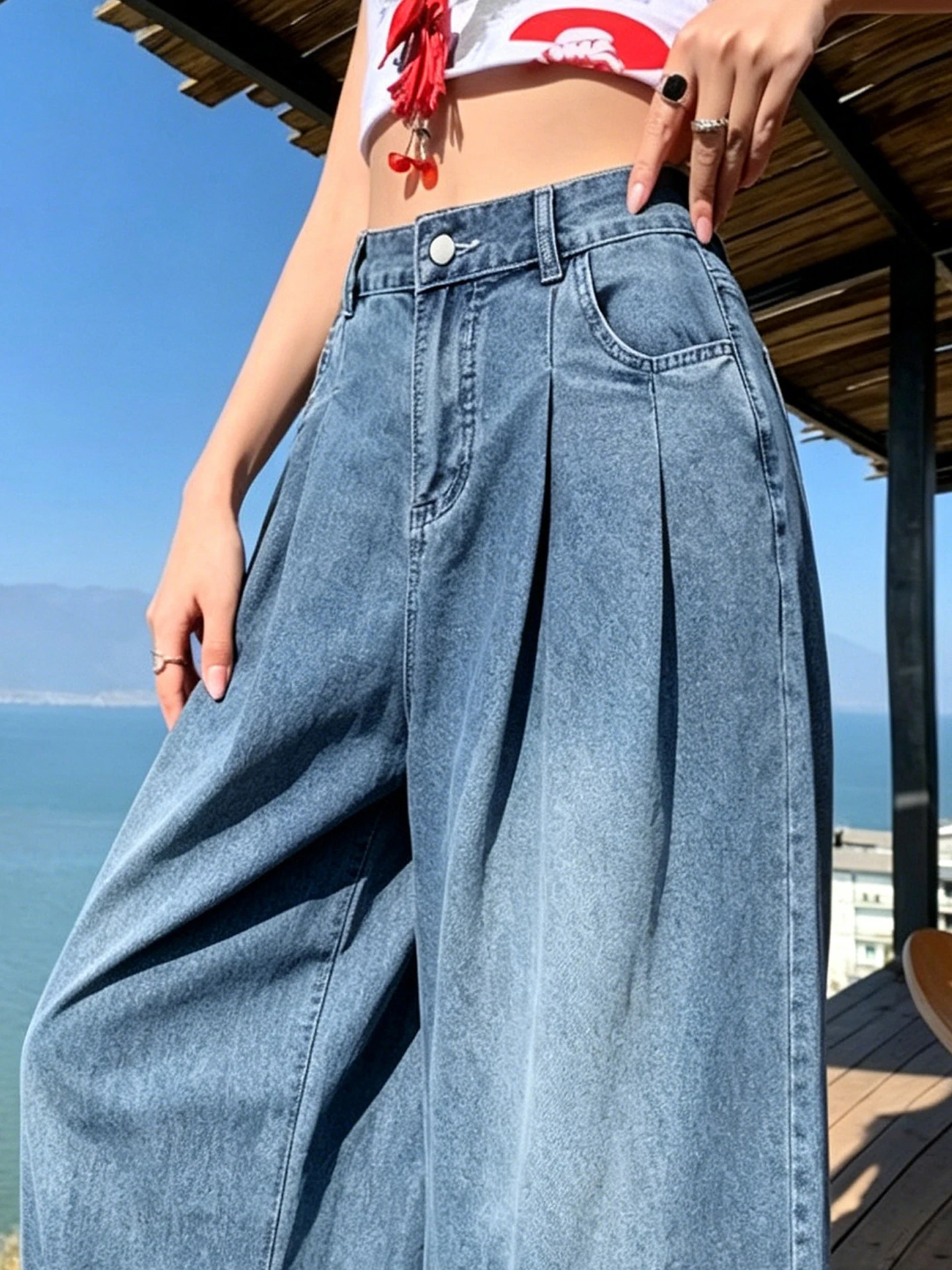 American Retro Silk Denim Pants Women Summer Thin Wide Leg Loose Slimming Drapey Floor-Length Ice Silk Wide Leg Pants
American Retro Silk Denim Pants Women Summer Thin Wide Leg Loose Slimming Drapey Floor-Length Ice Silk Wide Leg Pants