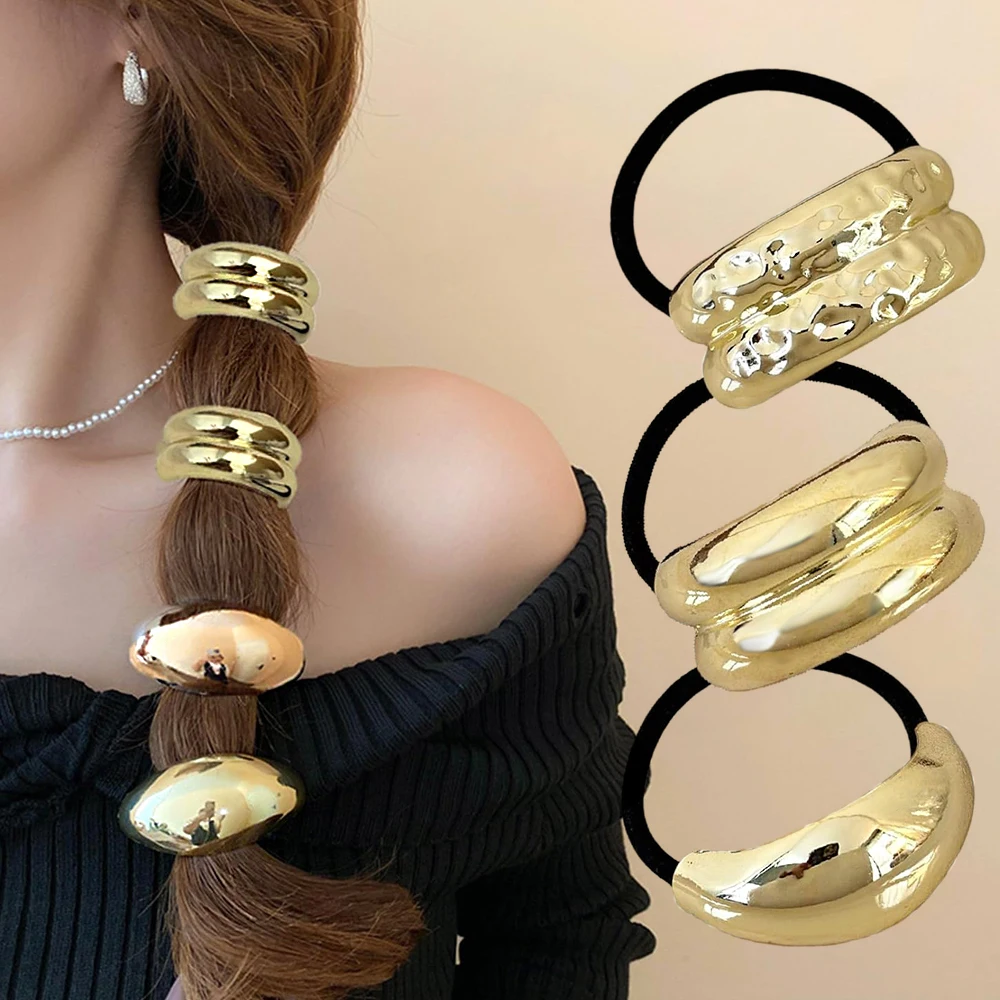 Fashion Geometric Metal Hair Cuffs Black Rubber Band With Gold Color Pendant For Women Girls Ponytail Hold Punk Styles Hair Ties
Fashion Geometric Metal Hair Cuffs Black Rubber Band With Gold Color Pendant For Women Girls Ponytail Hold Punk Styles Hair Ties