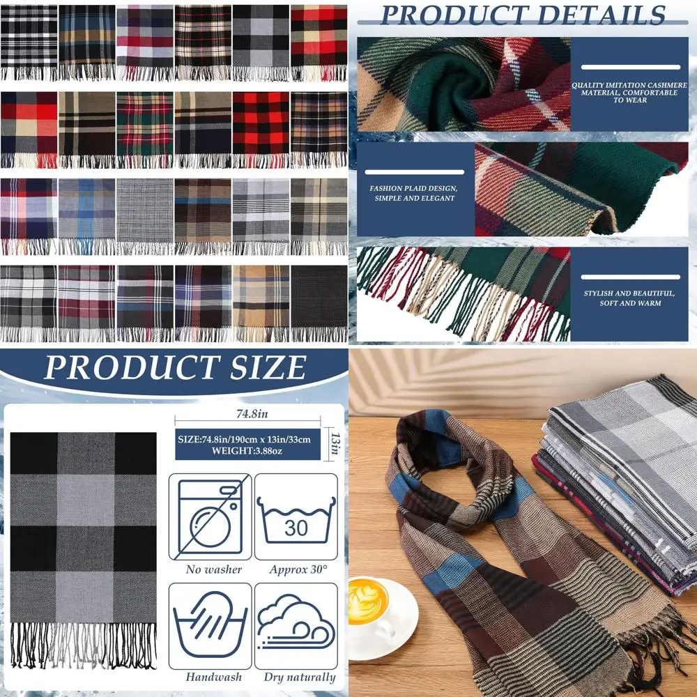 Набор из 24 предметов унисекс клетчатых кашемировых шарфов с кисточками для мужчин и женщин, разные стили
Набор из 24 предметов унисекс клетчатых кашемировых шарфов с кисточками для мужчин и женщин, разные стили