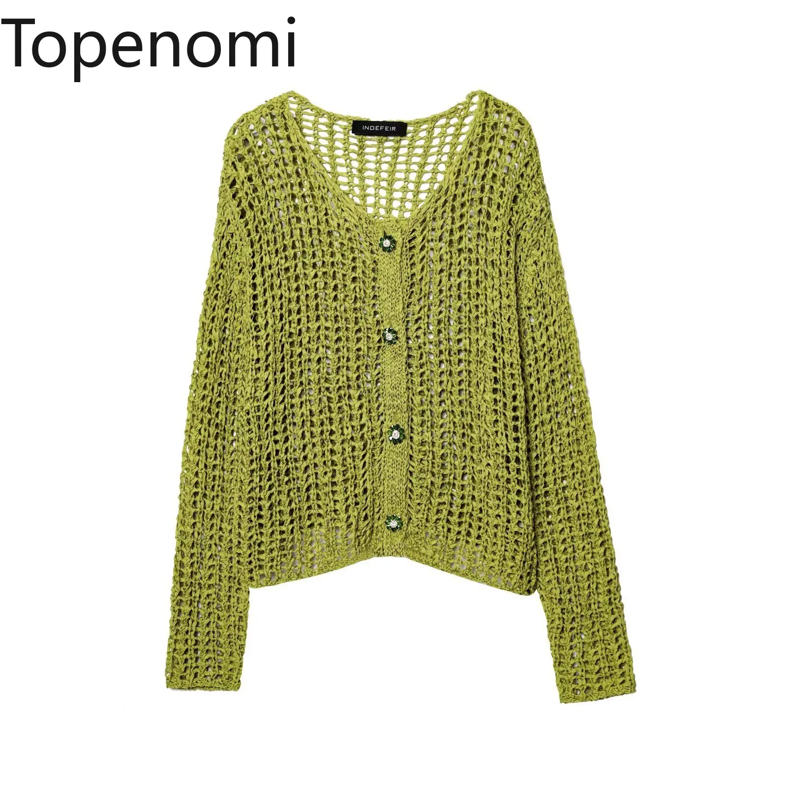 Topenomi Green Hollow Out Knitted Cardigan Women Summer Round Neck Single Breasted Loose Sweater Coat Versatile Long Sleeve Tops
Topenomi Green Hollow Out Knitted Cardigan Women Summer Round Neck Single Breasted Loose Sweater Coat Versatile Long Sleeve Tops