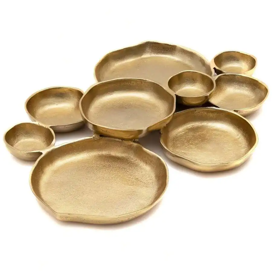Solid Bright Golden Brass 9 Cluster Decorative Bowls Multifunctional Snack Fruit Tray Luxury Tabletop Centerpiece Decor Bowl Ide
Solid Bright Golden Brass 9 Cluster Decorative Bowls Multifunctional Snack Fruit Tray Luxury Tabletop Centerpiece Decor Bowl Ide