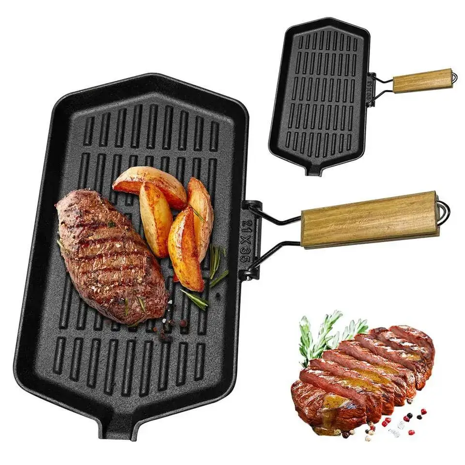 31X19cm Cast Iron Grill With Handle Steak Induction Cooker Frying Pan For Outdoor Hiking Picnic Cooking
31X19cm Cast Iron Grill With Handle Steak Induction Cooker Frying Pan For Outdoor Hiking Picnic Cooking