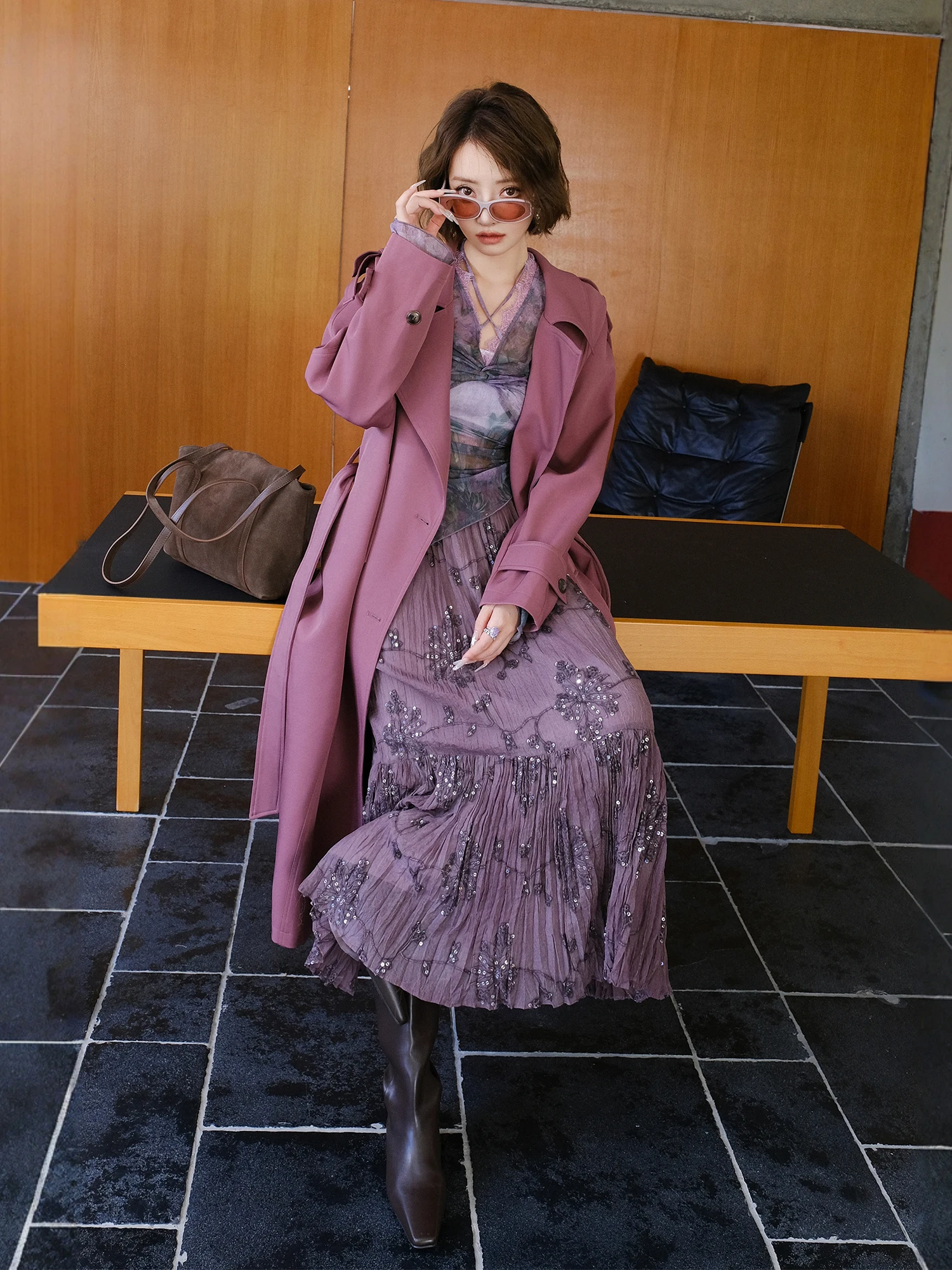 MIUCO Long Ele Women's Windbreaker Coat Purple Slimming Waist Belted Stand Collar oulder Padded Autumn Outerwear
MIUCO Long Ele Women's Windbreaker Coat Purple Slimming Waist Belted Stand Collar oulder Padded Autumn Outerwear