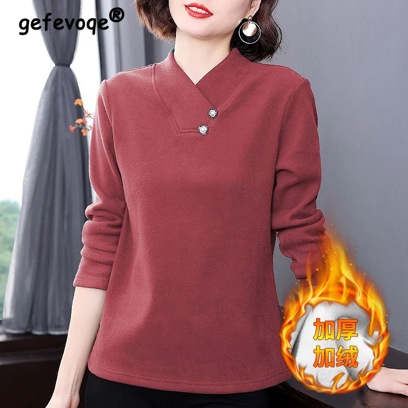 Women Clothing 2023 Autumn Winter Korean Fashion Elegant Thick Warm Basic T-shirt Female V Neck Long Sleeve Loose Pullover Tops
Women Clothing 2023 Autumn Winter Korean Fashion Elegant Thick Warm Basic T-shirt Female V Neck Long Sleeve Loose Pullover Tops