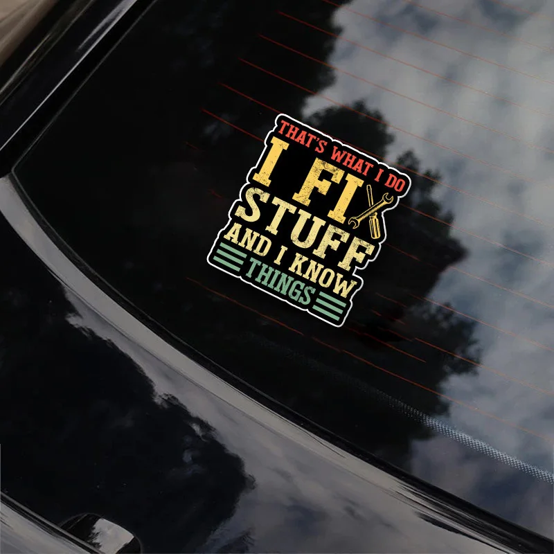 "I Fix Stuff & I Know Things" - Perfect for Mechanics & DIYers, Versatile Adhesion for Laptops, Cars, and Bottles
"I Fix Stuff & I Know Things" - Perfect for Mechanics & DIYers, Versatile Adhesion for Laptops, Cars, and Bottles