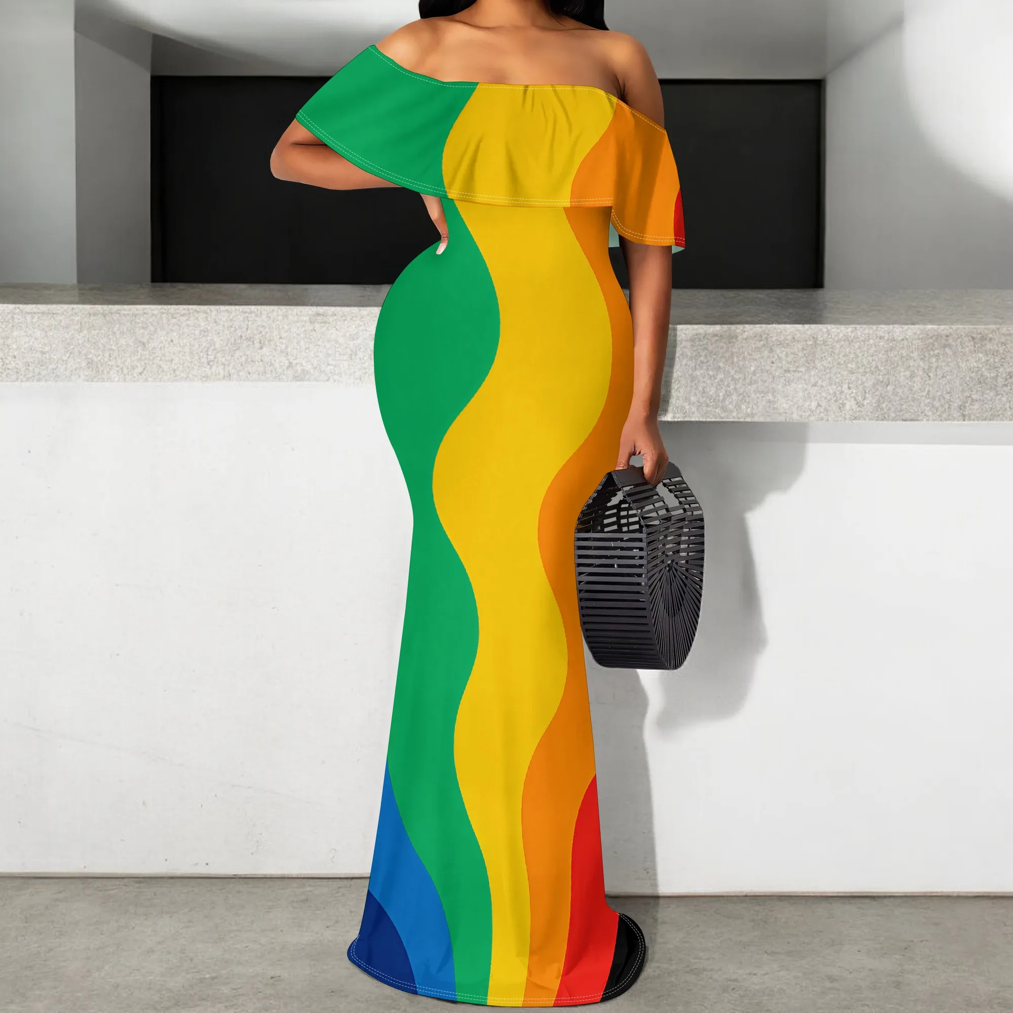 Rainbow Wave Off Shoulder Maxi Dress S-3XL Mermaid Style for Juneteenth, Pride Parade or Afro Cultural Statement Look
Rainbow Wave Off Shoulder Maxi Dress S-3XL Mermaid Style for Juneteenth, Pride Parade or Afro Cultural Statement Look