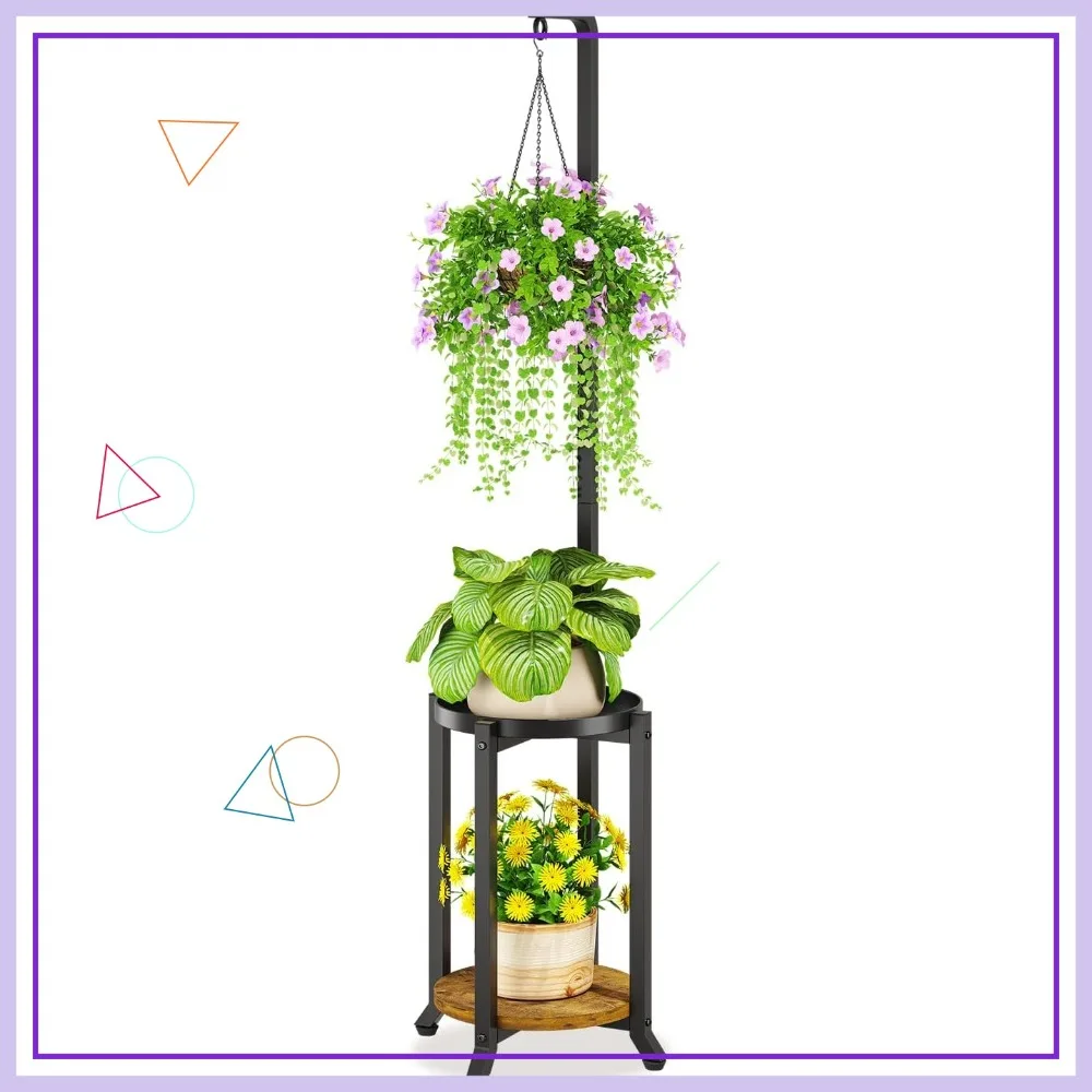 Высокая 2-ярусная металлическая подставка для растений с кольцом для подвешивания, угловая полка в деревенском стиле для нескольких кашпо, прочный органайзер для дома и патио
Высокая 2-ярусная металлическая подставка для растений с кольцом для подвешивания, угловая полка в деревенском стиле для нескольких кашпо, прочный органайзер для дома и патио