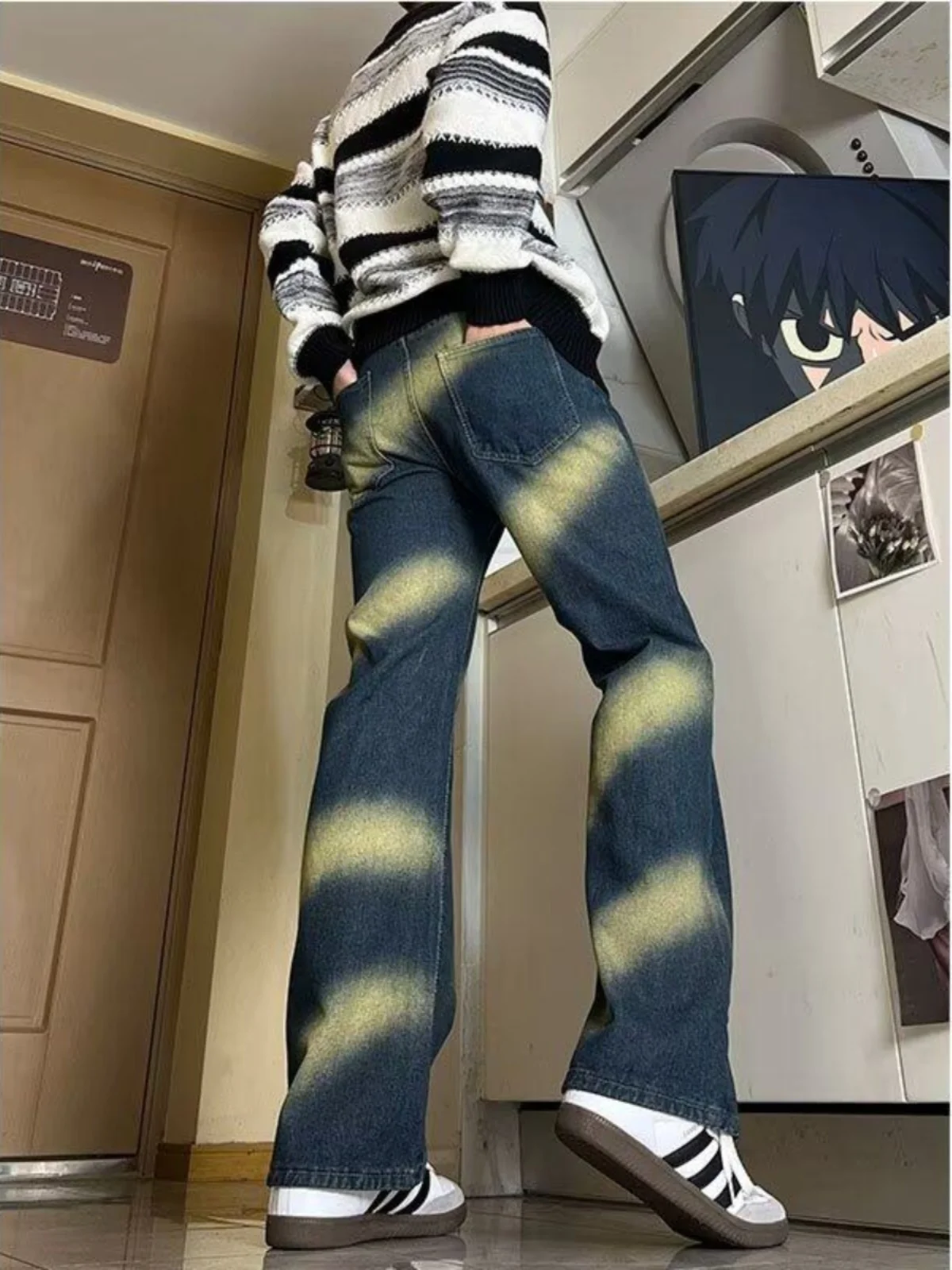 Washed Distressed Tie Dye Design Straight Leg Men's Jeans High Street Style Slimming Casual Flared Pants Autumn Winter
Washed Distressed Tie Dye Design Straight Leg Men's Jeans High Street Style Slimming Casual Flared Pants Autumn Winter