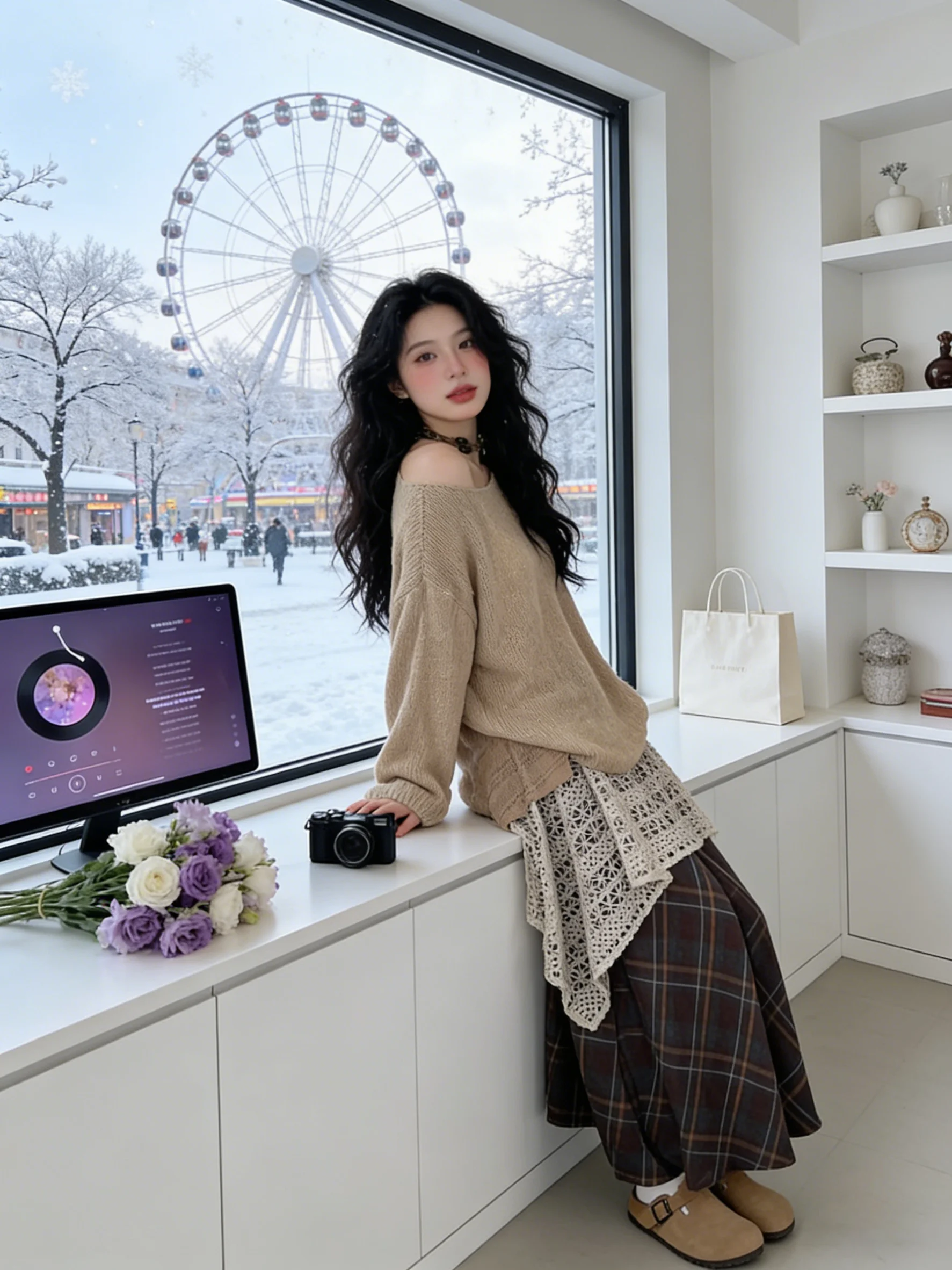 Spring Travel Knitted Top And Plaid Skirt Two-Piece Set Women's Fashion Ensemble Warm Polyester Long Sleeve round Neck
Spring Travel Knitted Top And Plaid Skirt Two-Piece Set Women's Fashion Ensemble Warm Polyester Long Sleeve round Neck