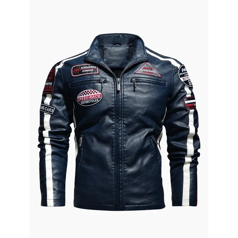Men's motorcycle racing suit PU leather label color jacket
Men's motorcycle racing suit PU leather label color jacket