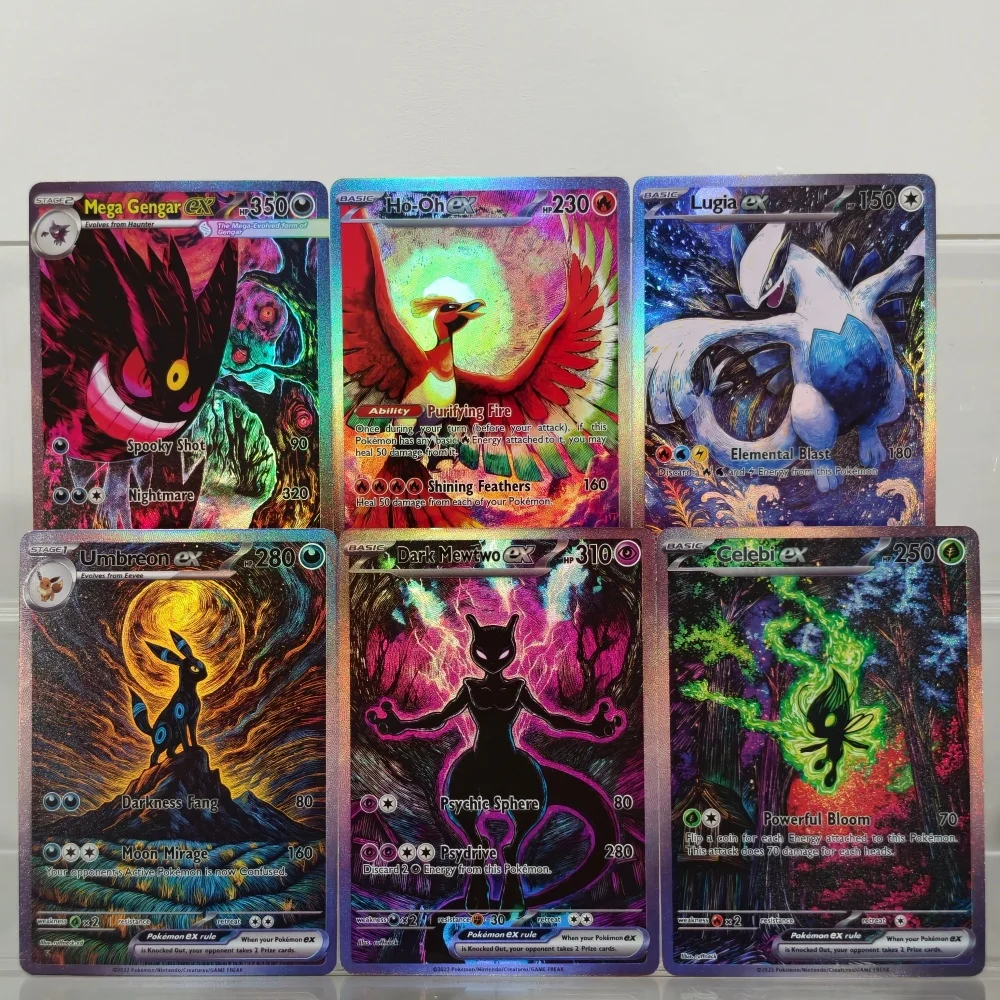 Pokemon TCG DIY Card Mega Gengar Ho-Oh Lugia Umbreon ex Dark Mewtwo Celebi EX Texture Foil Rare Anime Collectible Game Card Mint
Pokemon TCG DIY Card Mega Gengar Ho-Oh Lugia Umbreon ex Dark Mewtwo Celebi EX Texture Foil Rare Anime Collectible Game Card Mint