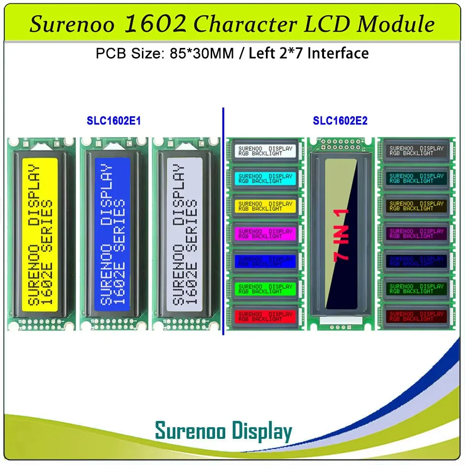 Дисплейный модуль Surenoo Left Interface 162 16X2 1602 с ЖК-экраном, желто-зелено-синим цветом и LED-подсветкой
Дисплейный модуль Surenoo Left Interface 162 16X2 1602 с ЖК-экраном, желто-зелено-синим цветом и LED-подсветкой