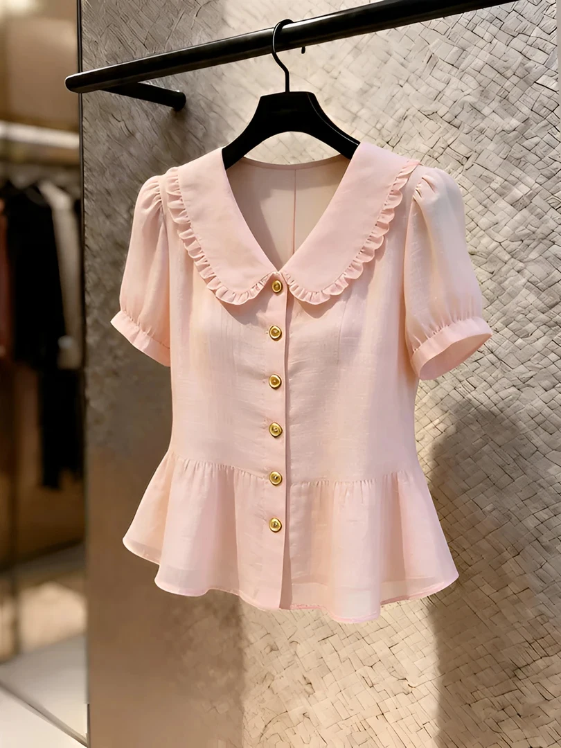 Sweet Style Short Sleeve Babydoll Collar Shirt Women's Summer New Design Versatile Large Size Floral Top Breathable Skin...
Sweet Style Short Sleeve Babydoll Collar Shirt Women's Summer New Design Versatile Large Size Floral Top Breathable Skin...