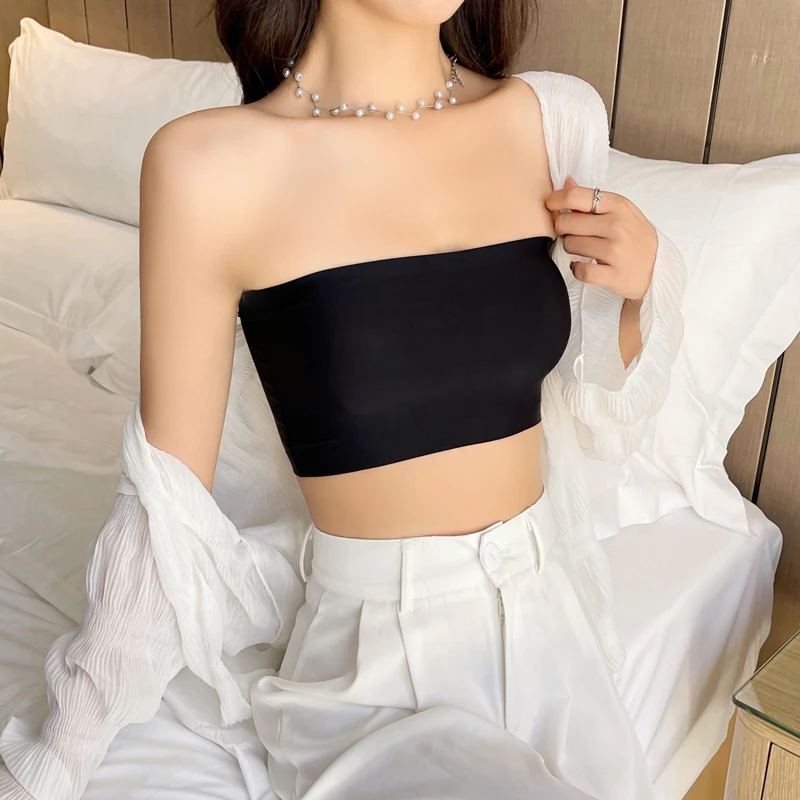 One Piece Sexy Tube Tops Women Strapless Push Up Bra Lingerie Ice Silk Thin Seamless Word Sling Black White Bralette Top
One Piece Sexy Tube Tops Women Strapless Push Up Bra Lingerie Ice Silk Thin Seamless Word Sling Black White Bralette Top