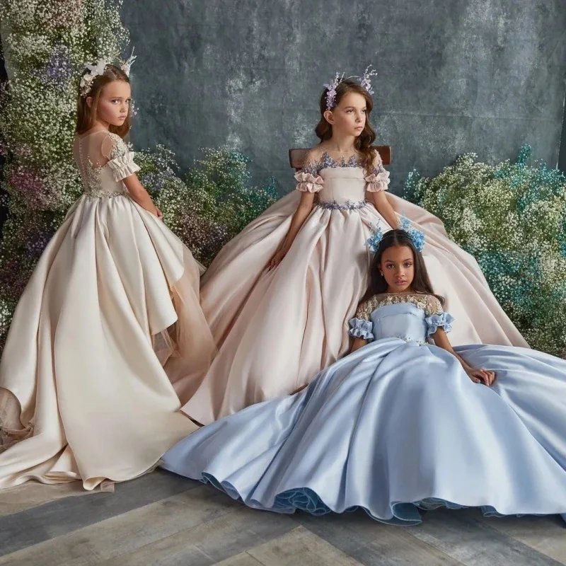 2026 New Children Short Sleeve Pink Sweep Train Flower Girl Dress Birthday Performance Host Tutu Long Kids Wedding Gown Vestido
2026 New Children Short Sleeve Pink Sweep Train Flower Girl Dress Birthday Performance Host Tutu Long Kids Wedding Gown Vestido