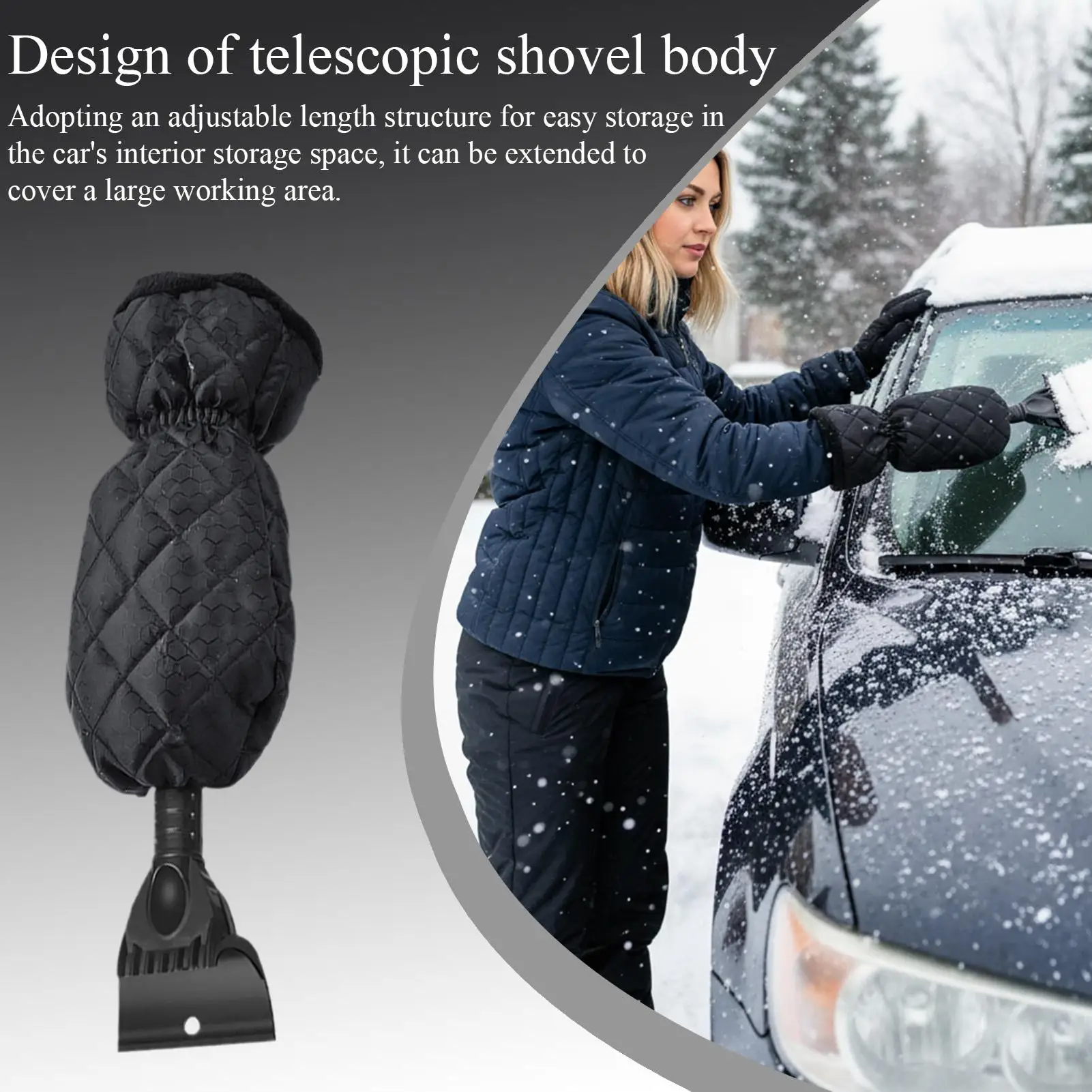 Скребки для льда для лобового стекла автомобиля, телескопическая лопата для снега, эргономичный скребок для окон автомобиля с флисовой перчаткой для удаления мороза
Скребки для льда для лобового стекла автомобиля, телескопическая лопата для снега, эргономичный скребок для окон автомобиля с флисовой перчаткой для удаления мороза