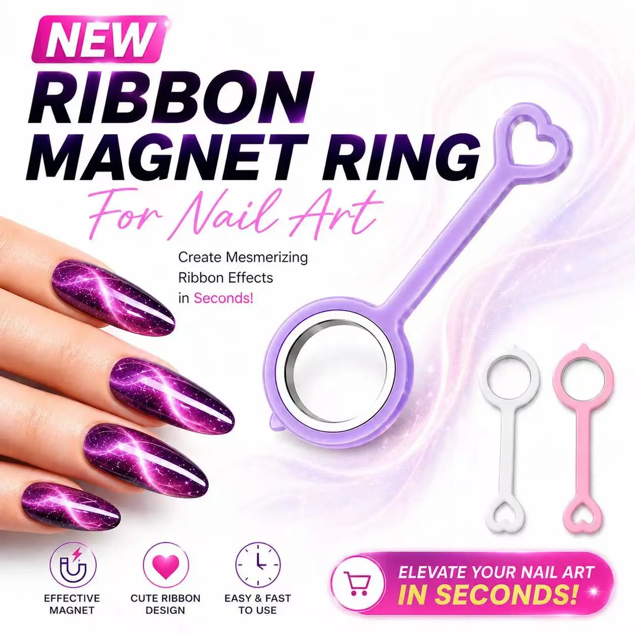 New Ribbon Cat Eye Circular Magnet, Strong Magnetic Nail Art Gel Guide Tool, DIY Manicure Design Helper