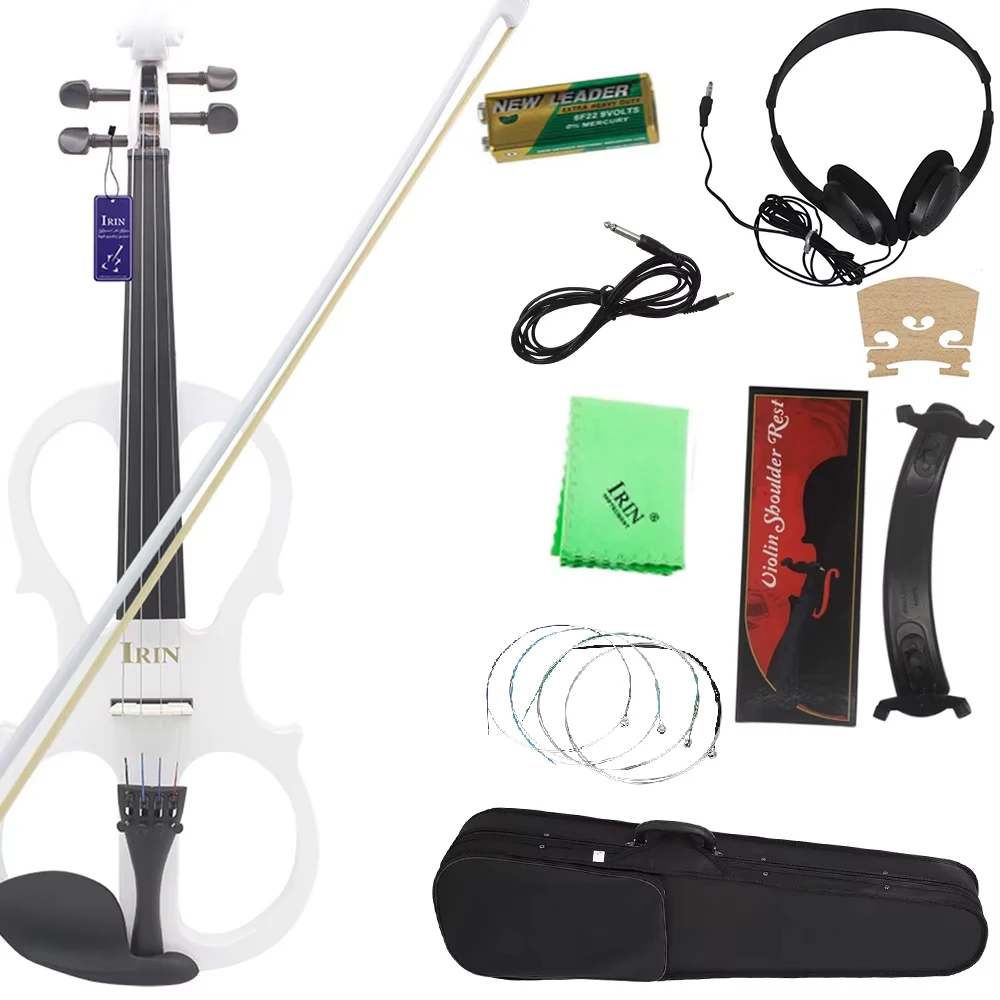 IRIN White 4/4 Electric Violin Maple Body Silent Electric Violin with Bow Case Headphone Connection Cable Fiddle Accessories
IRIN White 4/4 Electric Violin Maple Body Silent Electric Violin with Bow Case Headphone Connection Cable Fiddle Accessories