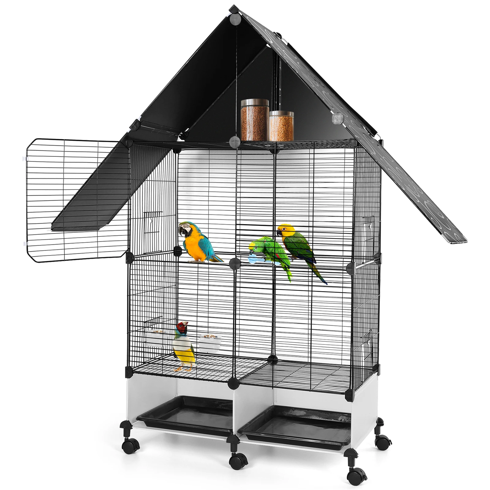 NONE 50'' Bird Cage, Extra Large Metal Parakeet Cage with Rolling Stand, Slide-out Tray & Feeders for Cockatiel (Black)
NONE 50'' Bird Cage, Extra Large Metal Parakeet Cage with Rolling Stand, Slide-out Tray & Feeders for Cockatiel (Black)
