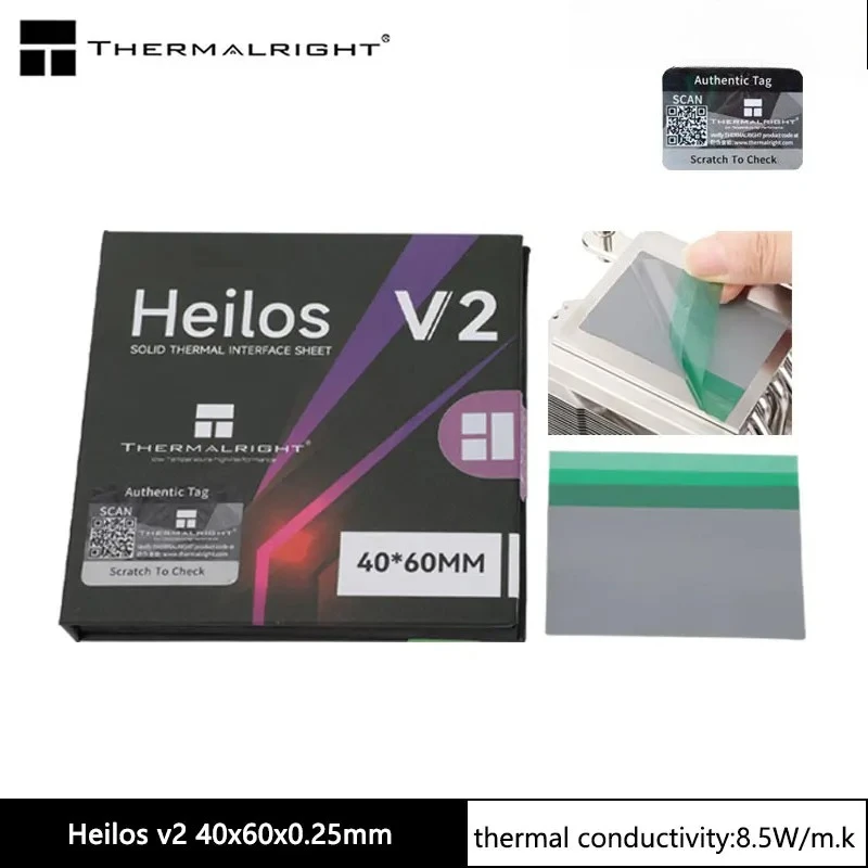 Thermalright Heilos V2 Solid State Thermally Interface Sheet(8.5W/m.k/thicknesses 0.25MM)Phase Change Thermal Conductive Sheet
Thermalright Heilos V2 Solid State Thermally Interface Sheet(8.5W/m.k/thicknesses 0.25MM)Phase Change Thermal Conductive Sheet