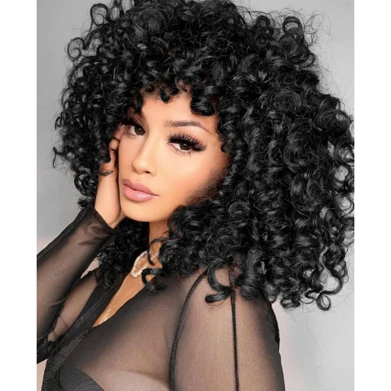 Short Curly Synthetic Wig with Bangs, Fluffy Natural Black Synthetic Hair for Women Daily Party
Short Curly Synthetic Wig with Bangs, Fluffy Natural Black Synthetic Hair for Women Daily Party