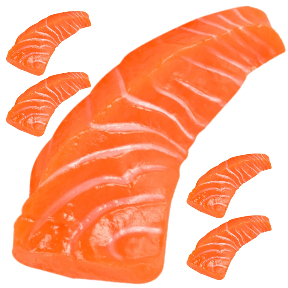 5pcs Simulated Salmon Slices Realistic PVC Artificial Food Decor Lifelike Fake Fish Model Home Kitchen PartyDecoration Easy
5pcs Simulated Salmon Slices Realistic PVC Artificial Food Decor Lifelike Fake Fish Model Home Kitchen PartyDecoration Easy