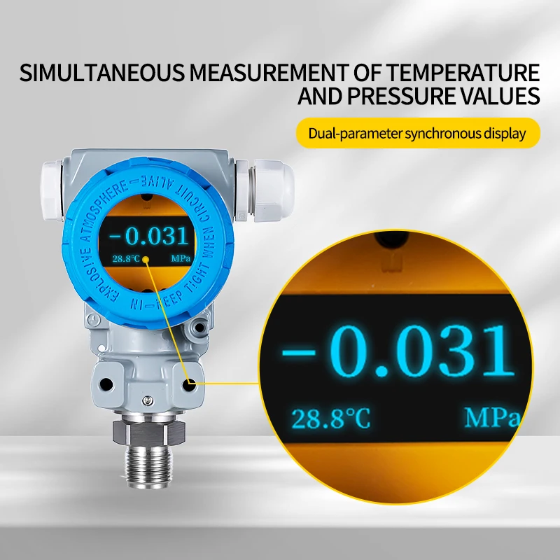 4-20mA Temperature Pressure Transmitter Dual Display Industrial Sensor for Liquid/Gas Monitoring IP65 Waterproof
4-20mA Temperature Pressure Transmitter Dual Display Industrial Sensor for Liquid/Gas Monitoring IP65 Waterproof