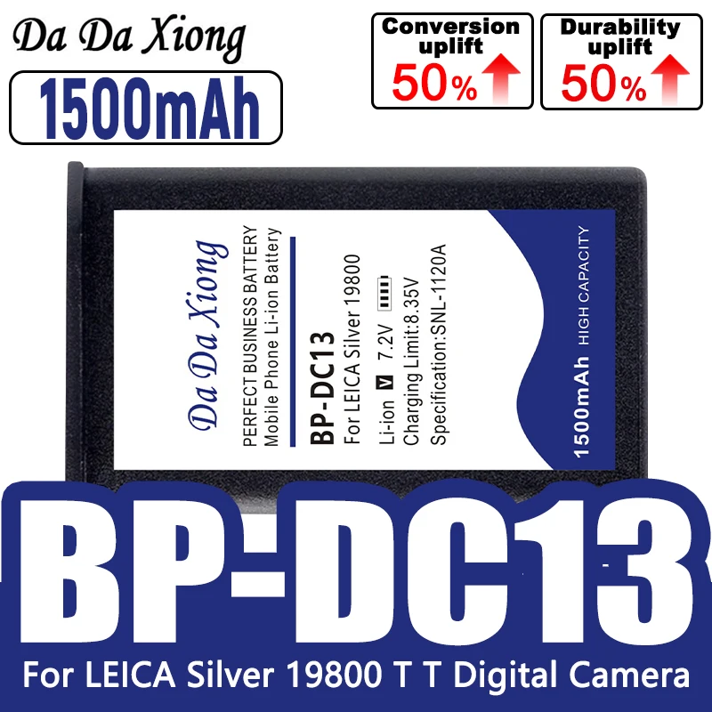 100% новый аккумулятор BP-DC13 емкостью 1500 мАч для цифровых фотоаппаратов LEICA Silver 19800 T T
100% новый аккумулятор BP-DC13 емкостью 1500 мАч для цифровых фотоаппаратов LEICA Silver 19800 T T