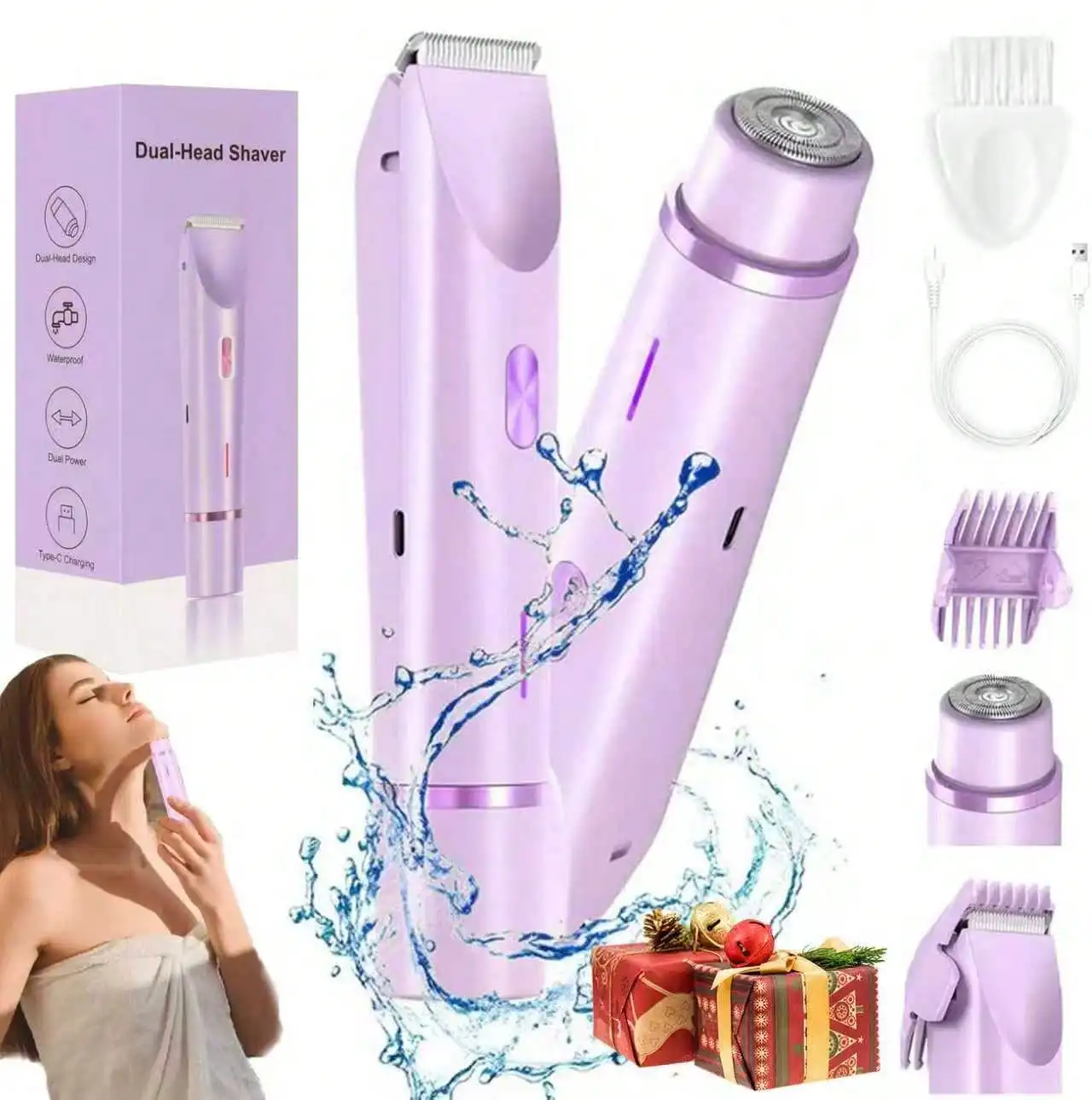 2025 Womens Shaver Dual-Head Bikini Trimmer For Women 2-In-1 Women's Body Shaver USB Charge Waterproof Painless Electric Razors For Silk Skin,IPX7,Valentine's Day Gift (Pink/Purple/Black/Blue/White)
2025 Womens Shaver Dual-Head Bikini Trimmer For Women 2-In-1 Women's Body Shaver USB Charge Waterproof Painless Electric Razors For Silk Skin,IPX7,Valentine's Day Gift (Pink/Purple/Black/Blue/White)