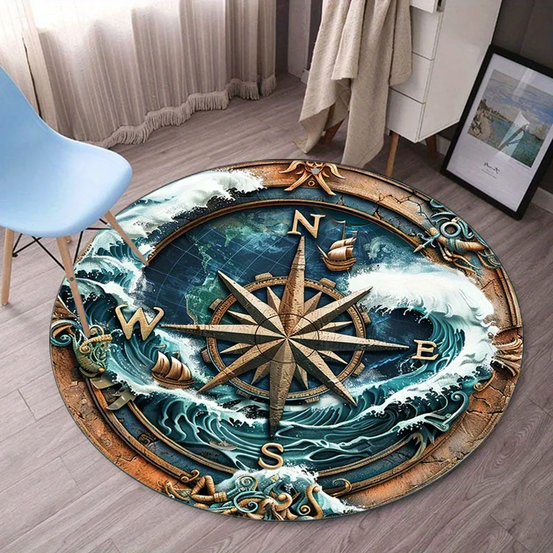 Compass Ocean Waves Round Rug Crystal Velvet Nautical Theme Map Design Floor Mat Vintage Sea Adventure Decor Home InteriorCarpet
Compass Ocean Waves Round Rug Crystal Velvet Nautical Theme Map Design Floor Mat Vintage Sea Adventure Decor Home InteriorCarpet