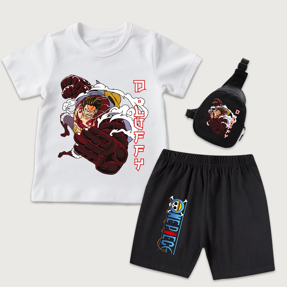 Kids Anime One Piece Luffy Gear 4 Print Cotton T Shirt Shorts Mini Chest Bag 3 Piece Set Boys Girls Casual Summer Outfit
Kids Anime One Piece Luffy Gear 4 Print Cotton T Shirt Shorts Mini Chest Bag 3 Piece Set Boys Girls Casual Summer Outfit